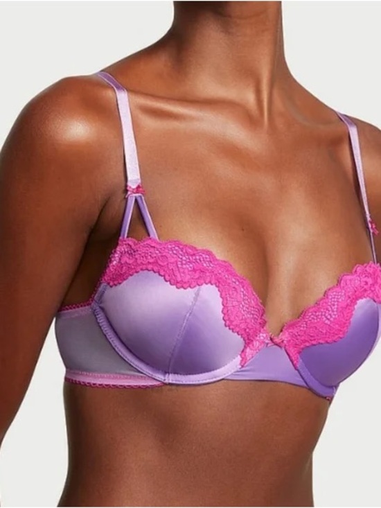 Victoria's Secret Other - NWT Victoria’s Secret Tease Lace-Trim Satin Push-Up Bra in Purple Paradise 38C
